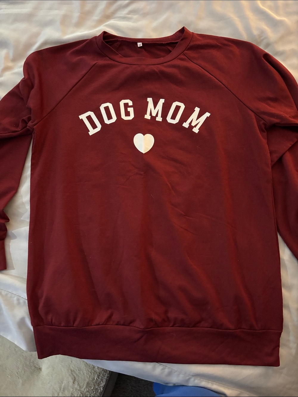 Dog Mom Maroon Sweatshirt with White Heart